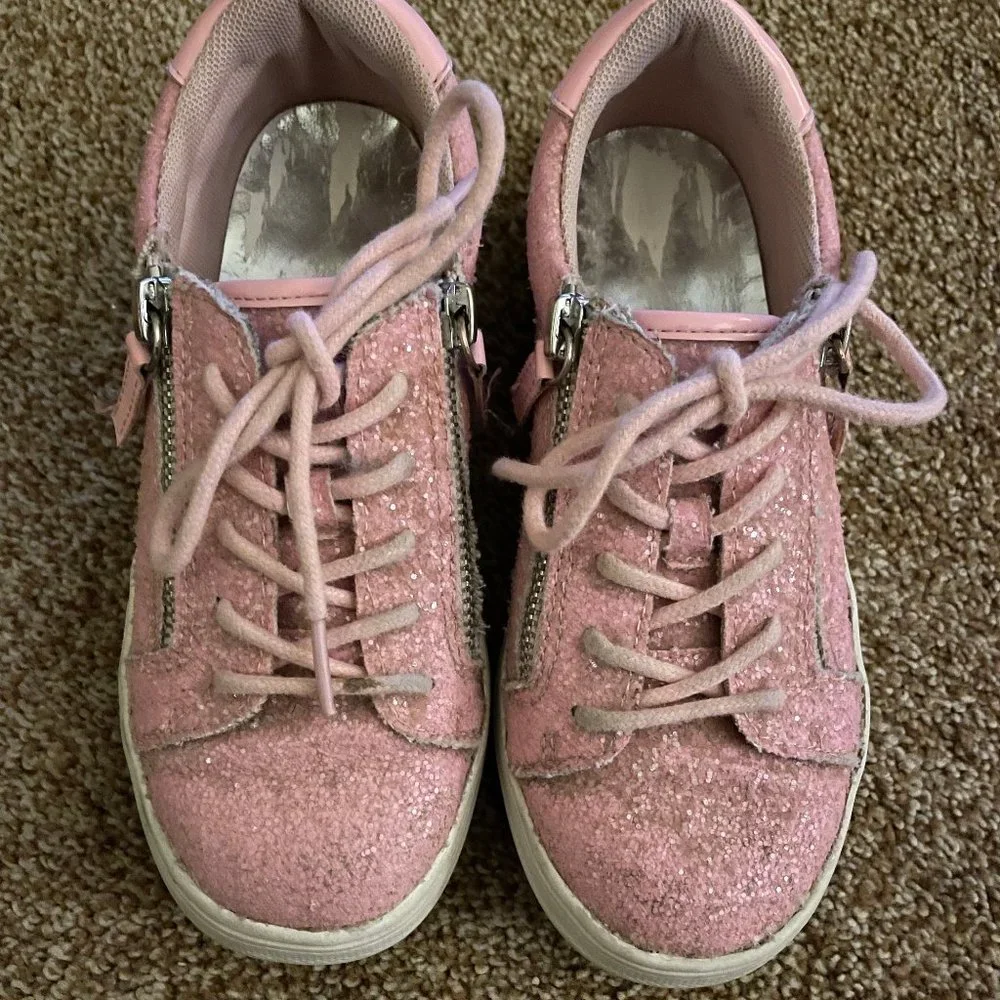 Nina pink glittered zip sneakers